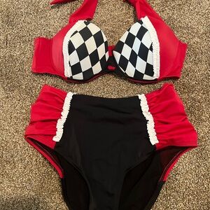 QUEEN OF HEARTS BATHING SUIT. SIZE LARGE NEW WITH TAGS NEVR WORN